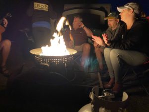 Suzie, Paul, Tice and Ilene enjoying the campfire